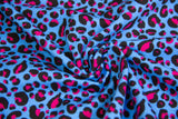 Restmenge 40 cm Jersey Leoprint, blau, pink