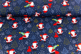 Restmenge 90 cm Jersey mit Weihnachtsmann, Weihnachten, marine
