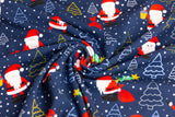 Restmenge 90 cm Jersey mit Weihnachtsmann, Weihnachten, marine