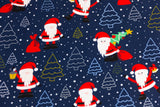 Restmenge 90 cm Jersey mit Weihnachtsmann, Weihnachten, marine