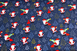 Restmenge 90 cm Jersey mit Weihnachtsmann, Weihnachten, marine