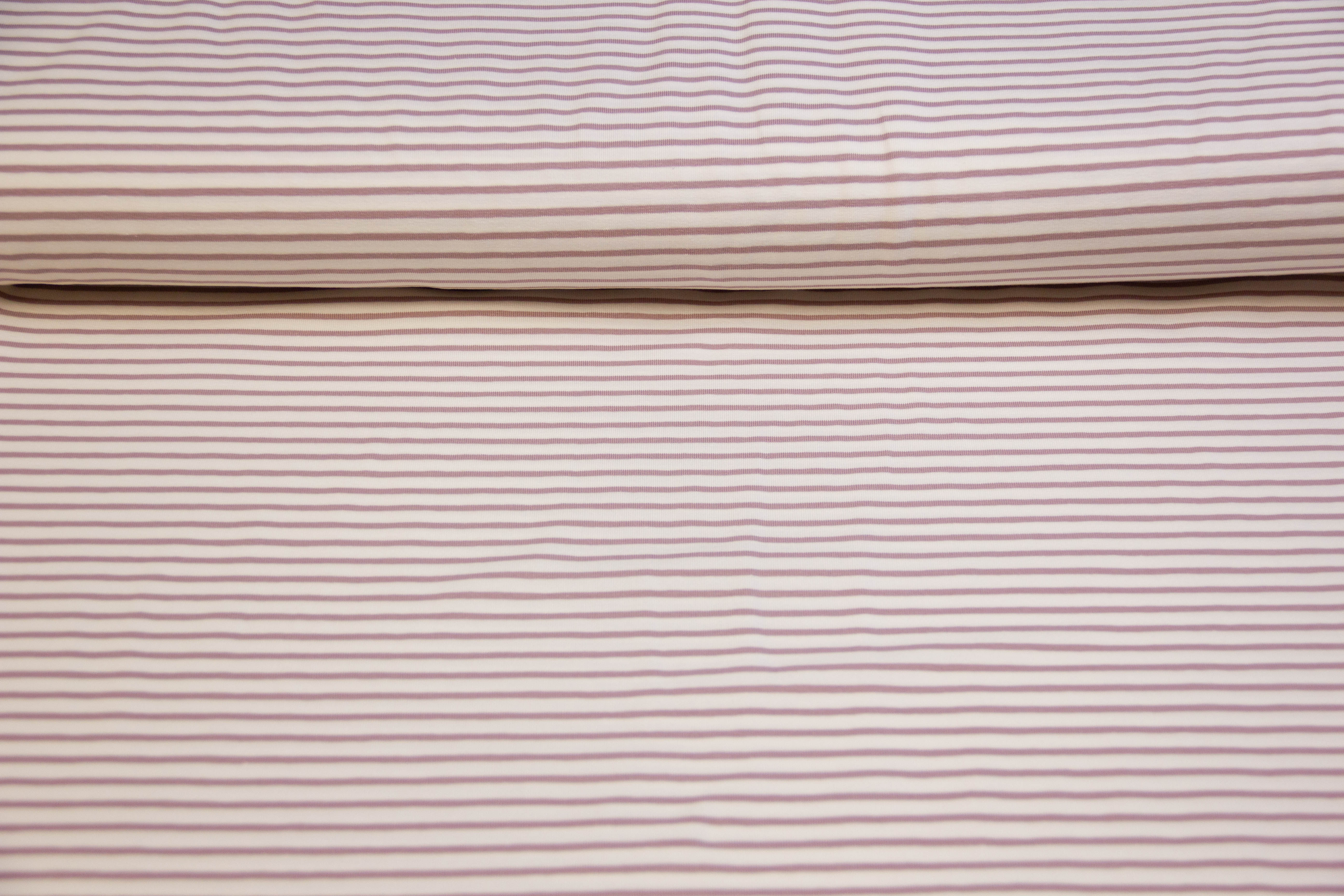 Restmenge 50 cm Jersey mit Streifen, weiß, malve