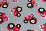 Stoffpaket Jersey + Bündchen mit rotem Traktor, Trekker, grau, schwarz