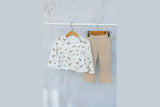 Stoffpaket Jersey + Bündchen Jersey mit Blumen, wollweiß, bordeaux