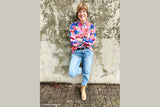 Viskose Webware, "Julia" by Swafing, Blumen, pink, blau, 0,5 m