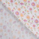 Musselin mit Blumen, wollweiß, 0,5 m