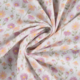 Musselin mit Blumen, wollweiß, 0,5 m