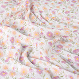 Musselin mit Blumen, wollweiß, 0,5 m