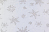 Tüll, Mesh Multicolour mit Schneeflocken, silber, 0,5 m