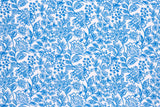 Musselin blau mit Blumen – Meterware in Premium-Qualität