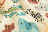 Musselin mit Löwe und Tiger Meterware beige