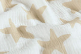 Musselin mit Sternen, wollweiß, beige, 0,5 m