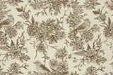 Musselin mit Blumen und Vögeln, taupe, 0,5 m
