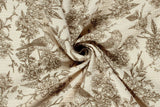 Musselin mit Blumen und Vögeln, taupe, 0,5 m