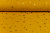 Musselin, senfgelb, mit goldenen Plättchen, 0,5 m