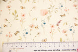 Restmenge 47 cm Rib Jersey, Rippenjersey mit Blumen und Schmetterlingen, beige