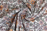 Rib Jersey, Rippenjersey mit Blumen, wollweiß, grün, 0,5 m