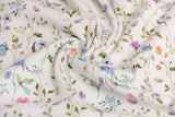 Rib Jersey, Rippenjersey mit Blumen, pastell, wollweiß, 0,5 m