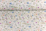 Rib Jersey, Rippenjersey mit Blumen, pastell, wollweiß, 0,5 m