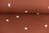 Rib Jersey, Rippenjersey mit Herzen, terracotta, 0,5 m