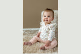 Rib Jersey, Rippenjersey mit Blumen und Schmetterlingen, wollweiß, 0,5 m