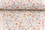 Rippjersey mit Blumen, wollweiß, 0,5 m