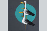 Canvas Panel "Seagull Ole", Thorsten Berger, grau, petrol