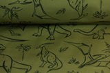 Softshell mit Dinosauriern, khaki, grün, 0,5 m