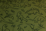 Softshell mit Dinosauriern, khaki, grün, 0,5 m
