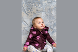 Softshell mit Herzen, bordeaux, rosa, 0,5 m