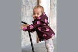 Softshell mit Herzen, bordeaux, rosa, 0,5 m