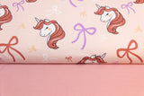 Stoffpaket Jersey + Bündchen Jersey mit Einhörnern, altrosa