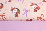 Stoffpaket Jersey + Bündchen Jersey mit Einhörnern, altrosa, flieder
