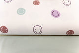 Stoffpaket French Terry + Bündchen mit Smileys, wollweiß, altgrün