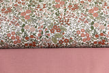 Stoffpaket Jersey + Bündchen mit Blumen, wollweiß, altrosa