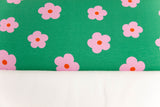 Stoffpaket Jersey + Bündchen Jersey mit Blumen, grün, weiß