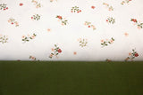 Stoffpaket Jersey + Bündchen Jersey mit Blumen, wollweiß, oliv