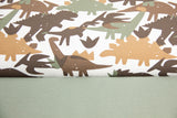 Stoffpaket Jersey + Bündchen mit Dinosauriern, wollweiß, altmint