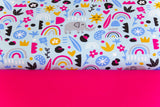 Stoffpaket Jersey + Bündchen mit Elefanten, hellblau, pink