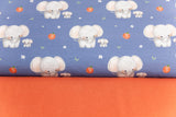 Stoffpaket Jersey + Bündchen Jersey mit Elefanten, Fräulein von Julie, blau, terracotta