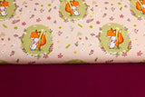 Stoffpaket Jersey + Bündchen Jersey mit Fuchs und Hase, Fräulein von Julie, altrosa, bordeaux