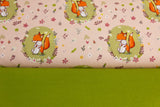 Stoffpaket Jersey + Bündchen Jersey mit Fuchs und Hase, Fräulein von Julie, altrosa, khaki