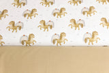 Stoffpaket Jersey + Bündchen Jersey mit Pferden und Regenbogen, Fräulein von Julie, ecru, camel