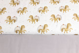Stoffpaket Jersey + Bündchen Jersey mit Pferden und Regenbogen, Fräulein von Julie, ecru, grau