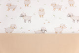 Stoffpaket Jersey + Bündchen Jersey mit Schafen, Fräulein von Julie, weiß, beige