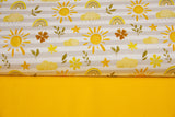Stoffpaket Jersey + Bündchen "Sonne und Regen", Fräulein von Julie, weiß, gelb