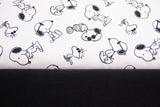 Stoffpaket Jersey + Bündchen Jersey mit Snoopy, weiß, schwarz