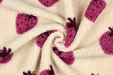 Teddyfleece Jacquard Erdbeeren, beige, 0,5 m
