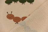 Terry Crepe mit Raupen für Kinder in beige Meterware online kaufen