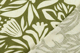 Viskose Leinen mit Blumen, oliv, 0,5 m